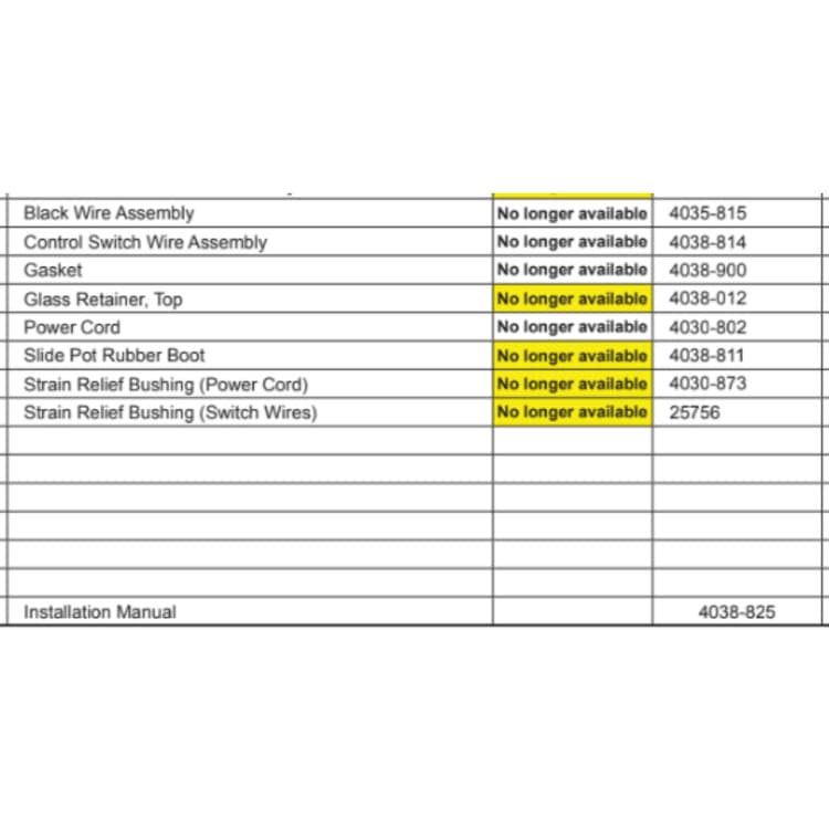 CF230E Service Parts
