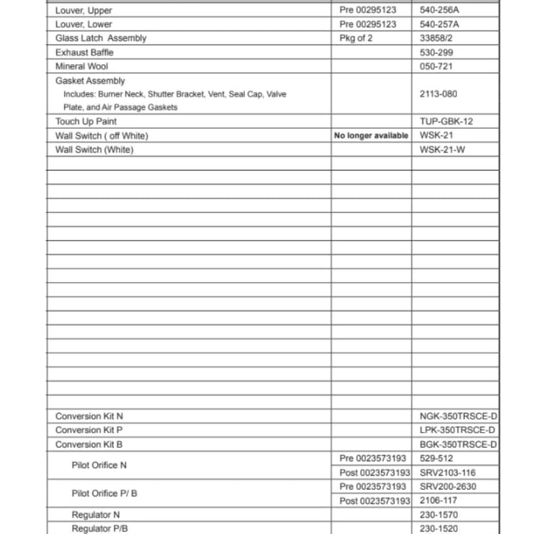 SL-350TRS-CE-D Replacement parts