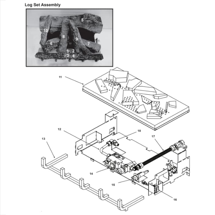 CFL-18NG/LP-B Log Set Assembly