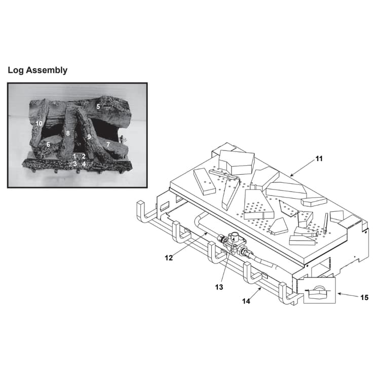 Heat & Glo GLO-24NG/LP 24" Valveless Gas Log Set Parts