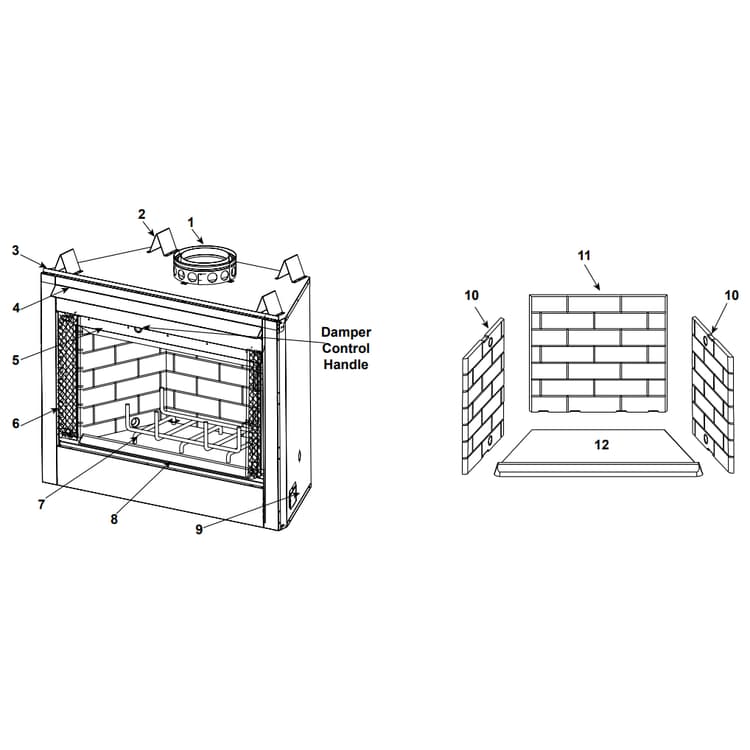 Heat & Glo RHW-485 Royal Hearth 42" Woodburning Fireplace Parts