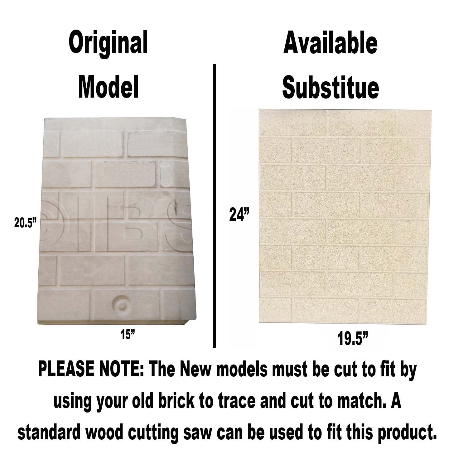 67133 Right Side Refractory DISCONTINUED and Replaced by Available Cut-To-Size Panel