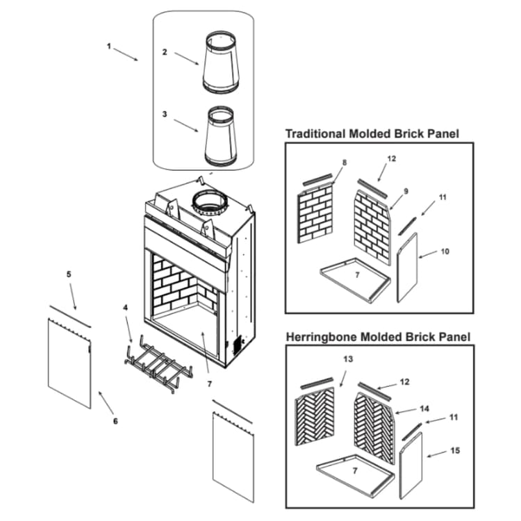 Heat & Glo Outdoor LifeStyles ODCASTLEWD-42 42" Woodburning Fireplace Parts