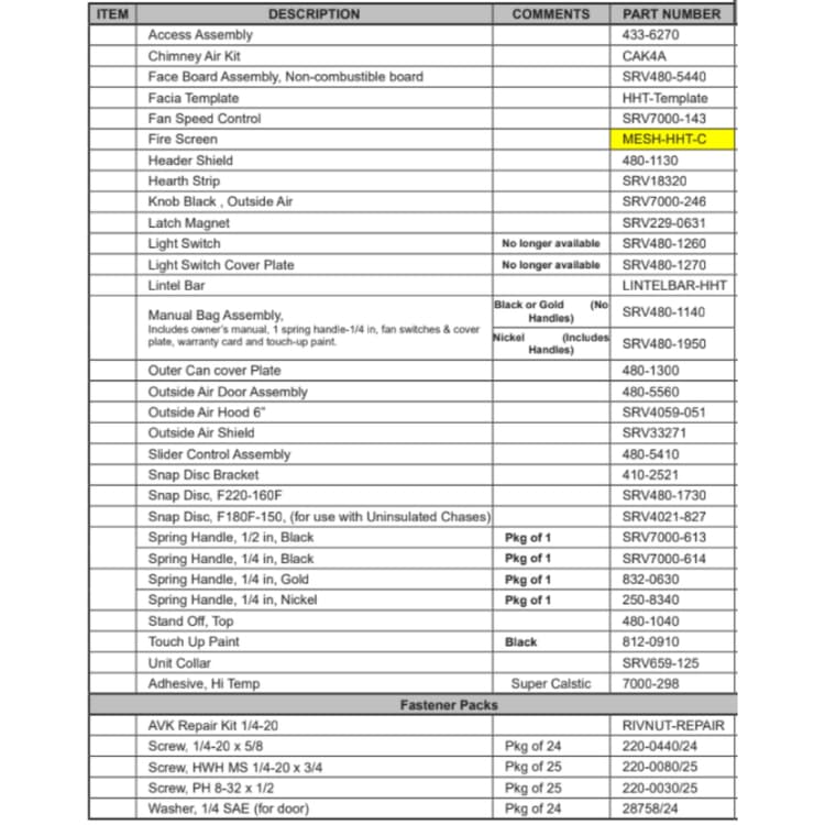 Northstar Service Parts