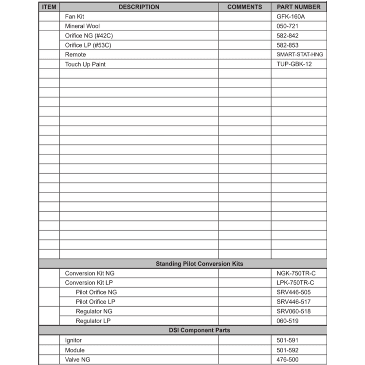 SL-750TR-DSI-C Replacement parts