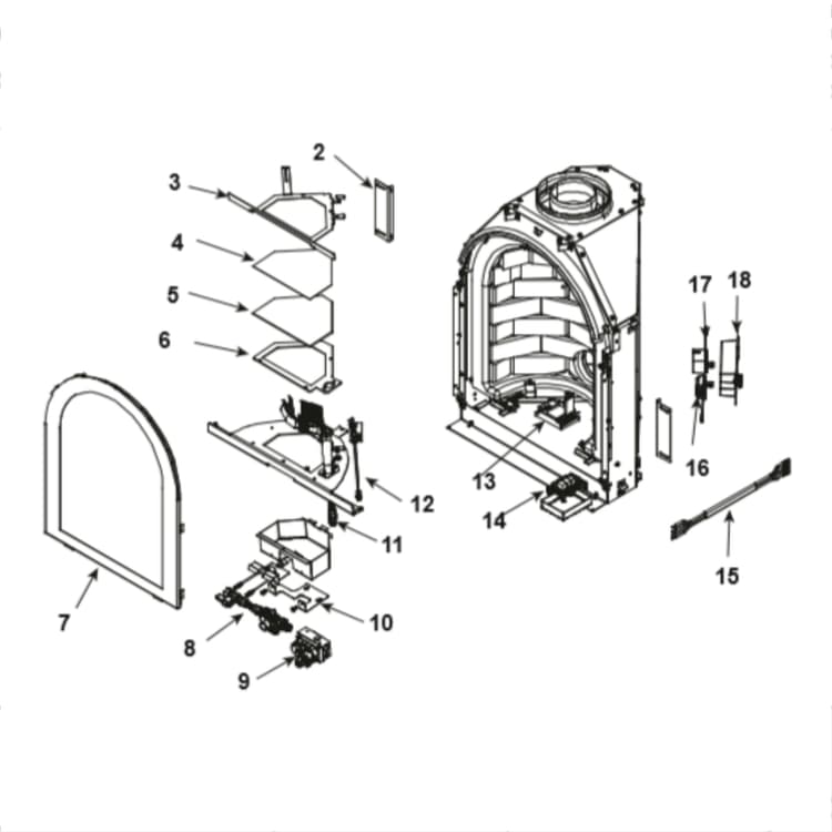 Heat & Glo CRESCENTII Arched Firebrick Gas DV Fireplace Parts