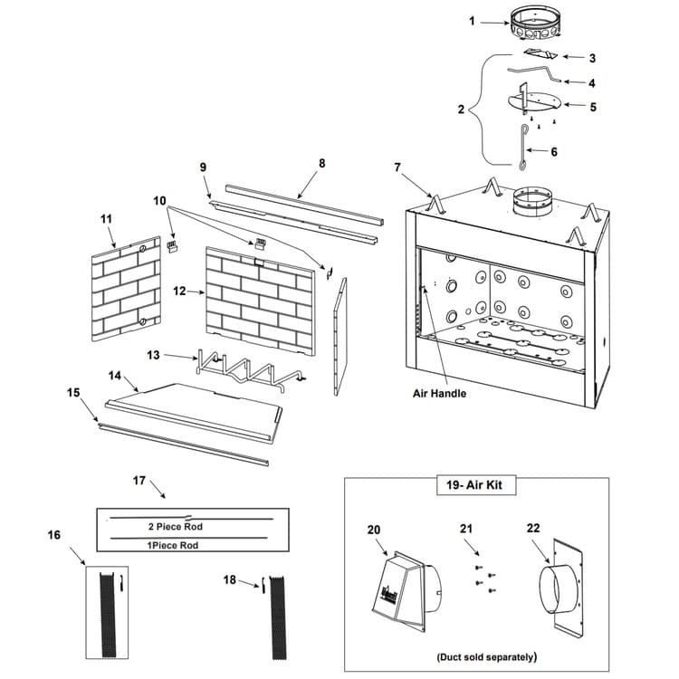 Heat & Glo RH-42 Royal Hearth 42" Woodburning Fireplace Parts