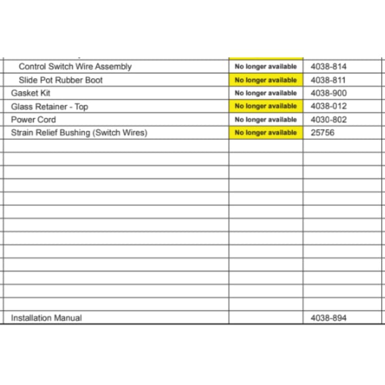 CF260E-B Service Parts