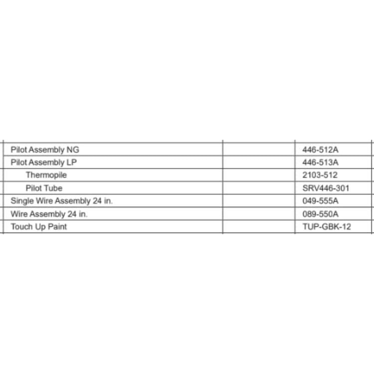 CFL-18NG/LP-B Service Parts