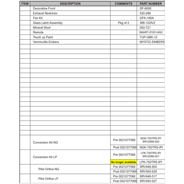 SL-750TRS-IPI-D Replacement parts