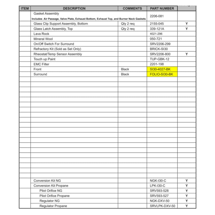 SUPREME-I30-C Service Parts