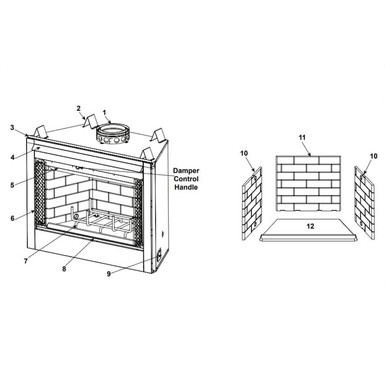 Heat & Glo RHW-415 Royal Hearth 36" Woodburning Fireplace Parts