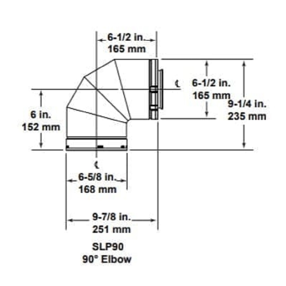 90 Degree Elbow-Black (4X6-5/8 Slp Pipe) SLP90-BK by Heat & Glo