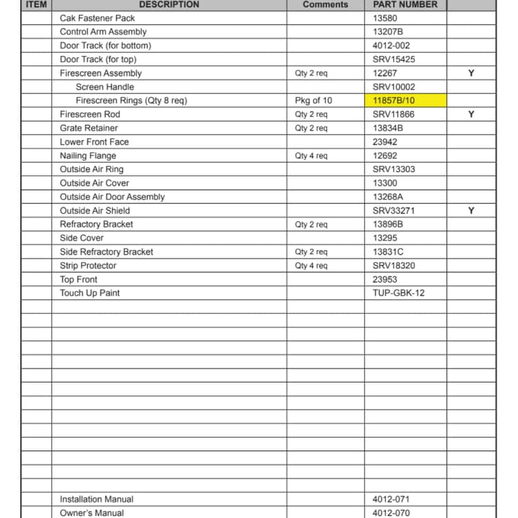 BAY-40 Service Parts