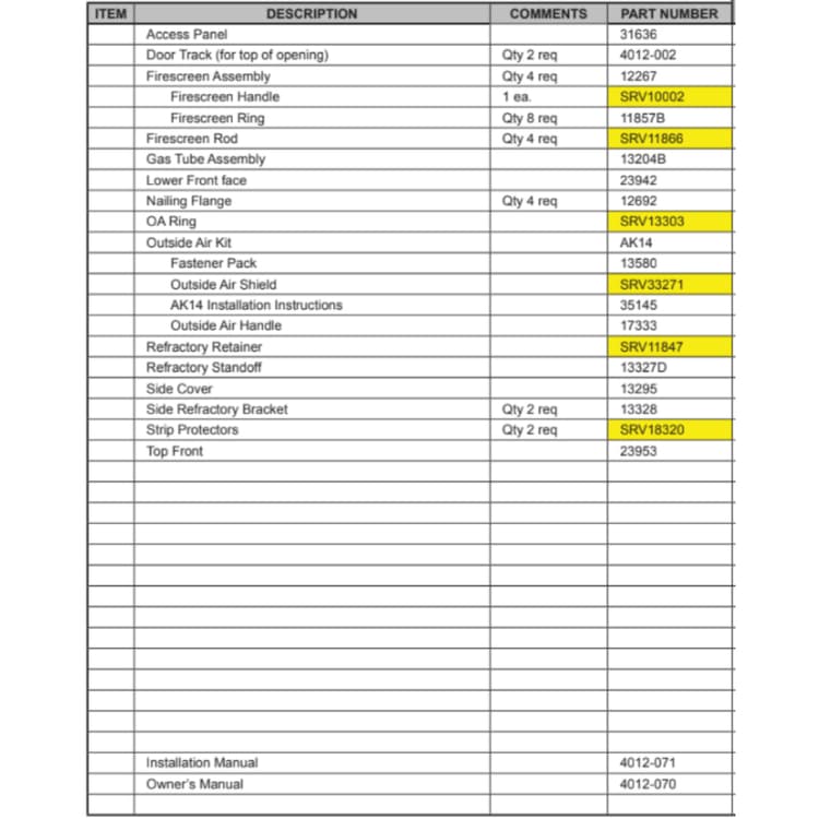PIER-40 Service Parts