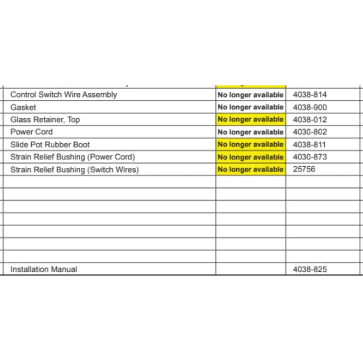 CF260E Service Parts
