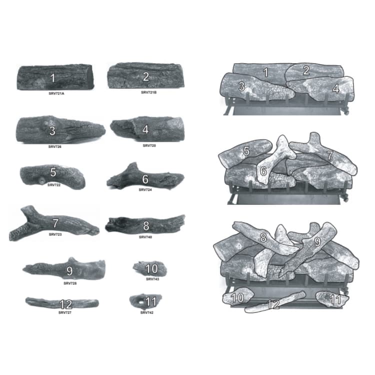 Heat & Glo GO30 Grand Oak 30" Gas Log Set Parts